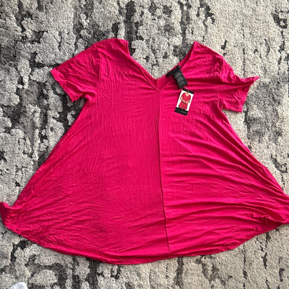 Grace Elements Swing Fuchsia Short Sleeve Top